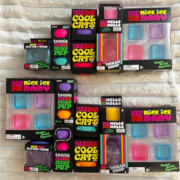 NeeDoh BIG BUNDLE!Teenie Pup Cube Glitter Mello Cat Dream Drop Nice Ice